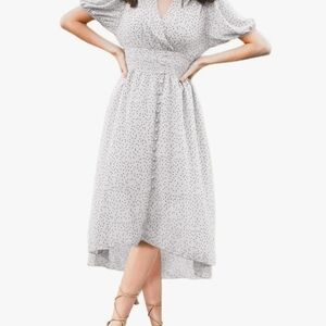 Elegant White Polka Dot Dress